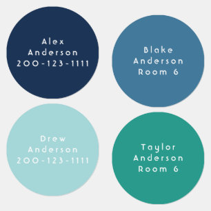 Blue Green Circle Iron On Kid's Labels