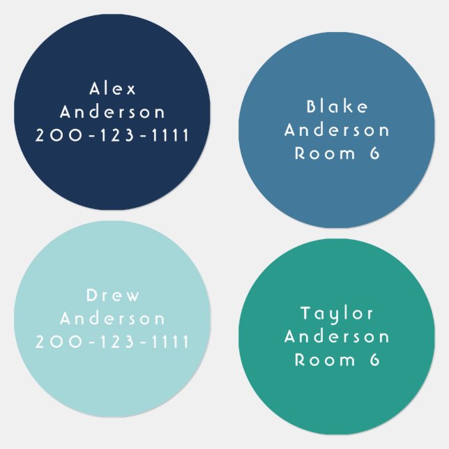Blue Green Circle Iron On Kid's Labels (Group)
