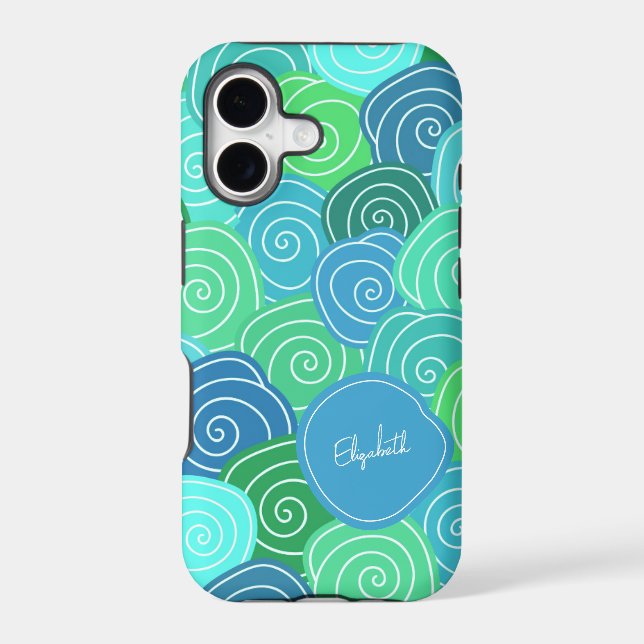 Blue Green Circles Pattern Custom Name For Her (Back)