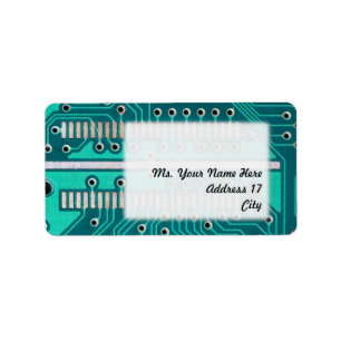 Blue Green Circuit Board - Electronics Photography Label