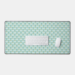 Blue & Green Climbing Daisies Floral Pattern Desk Mat
