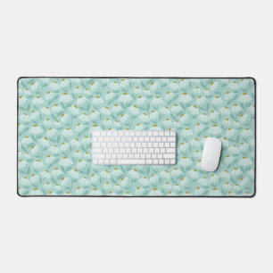 Blue & Green Climbing Daisies Floral Pattern Desk Mat