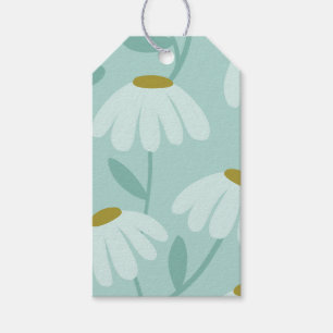 Blue & Green Climbing Daisies Floral Pattern Gift Tags