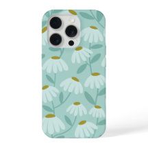 Blue & Green Climbing Daisies Floral Pattern