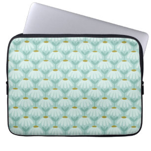 Blue & Green Climbing Daisies Floral Pattern Laptop Sleeve
