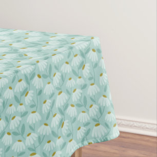 Blue & Green Climbing Daisies Floral Pattern Tablecloth