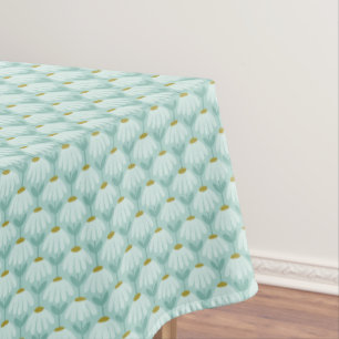 Blue & Green Climbing Daisies Floral Pattern Tablecloth