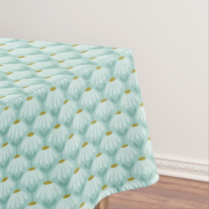 Blue & Green Climbing Daisies Floral Pattern Tablecloth