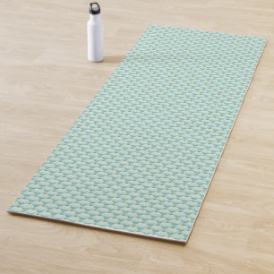 Blue & Green Climbing Daisies Floral Pattern Yoga Mat