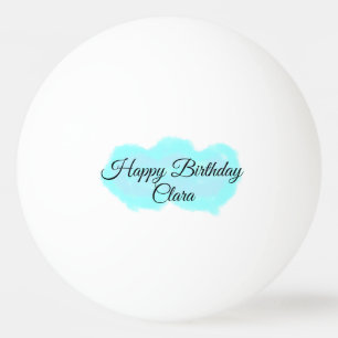 Blue green clouds pastel happy birthday modern kid ping pong ball