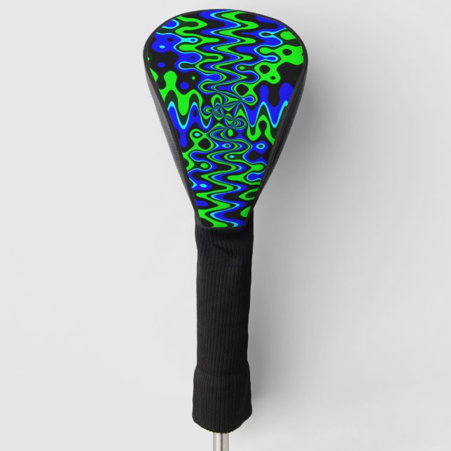 Blue & Green Colorful Psychedelic Golf Head Cover (Front)