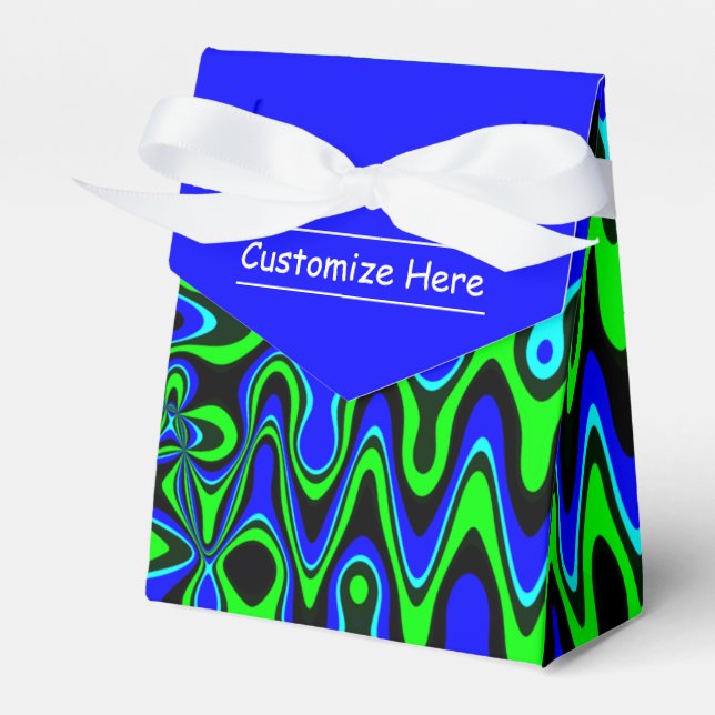 Blue & Green Colourful Psychedelic Tent Favour Box (Front Side)