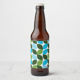 Blue, green, cool, trendy, modern nature abstract beer bottle label