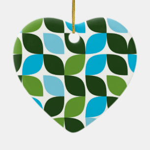 Blue, green, cool, trendy, modern nature abstract ceramic ornament