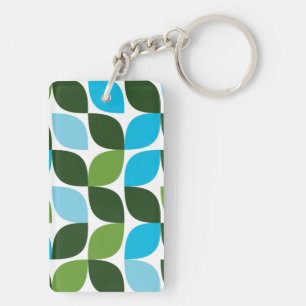 Blue, green, cool, trendy, modern nature abstract key ring