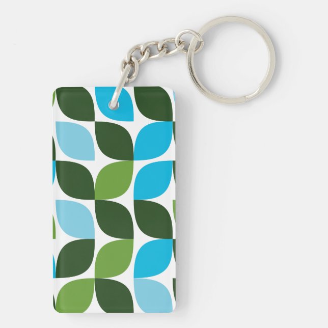 Blue, green, cool, trendy, modern nature abstract key ring (Back)