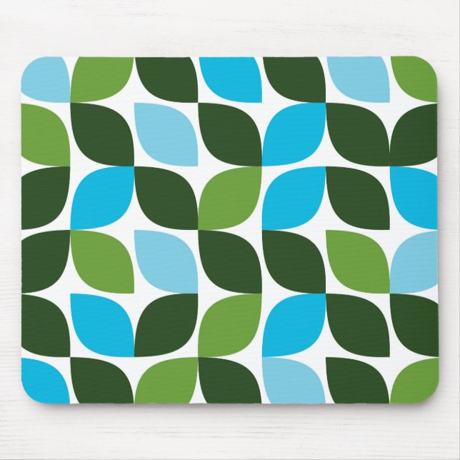 Blue, green, cool, trendy, modern nature abstract mouse pad (Front)