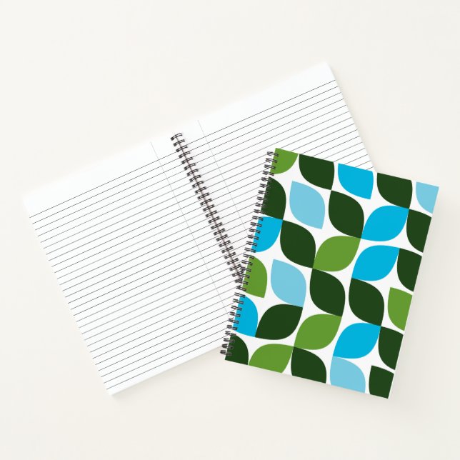 Blue, green, cool, trendy, modern nature abstract notebook (Inside)
