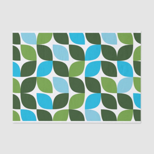 Blue, green, cool, trendy, modern nature abstract tissue paper (Front)