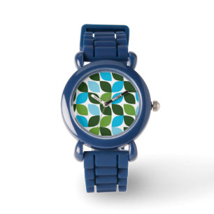 Blue, green, cool, trendy, modern nature abstract watch