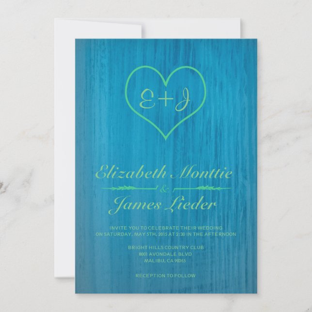 Blue & Green Country Wedding Invitations (Front)