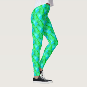 Blue green curved rectangles or stripes that thin? leggings