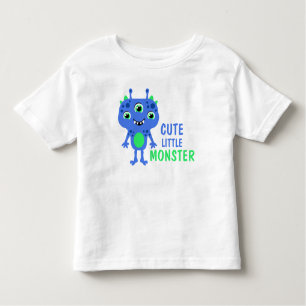 Blue Green Cute Little 3-Eyed Monster Kids Toddler T-Shirt