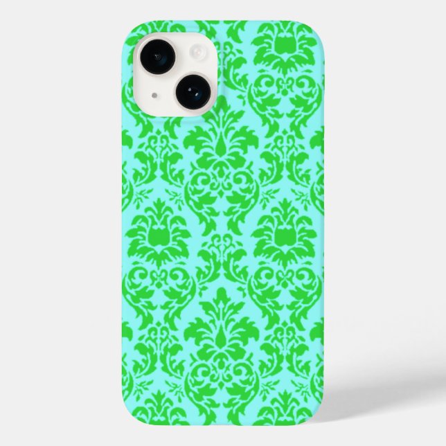 Blue Green Damask Case-Mate iPhone Case (Back)
