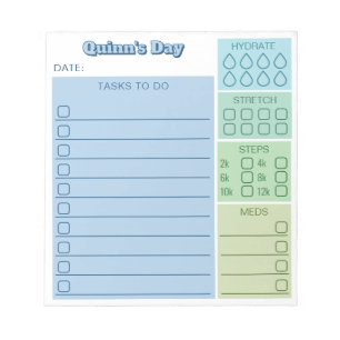 Blue Green Day Tracker Tasks Steps Meds Notepad
