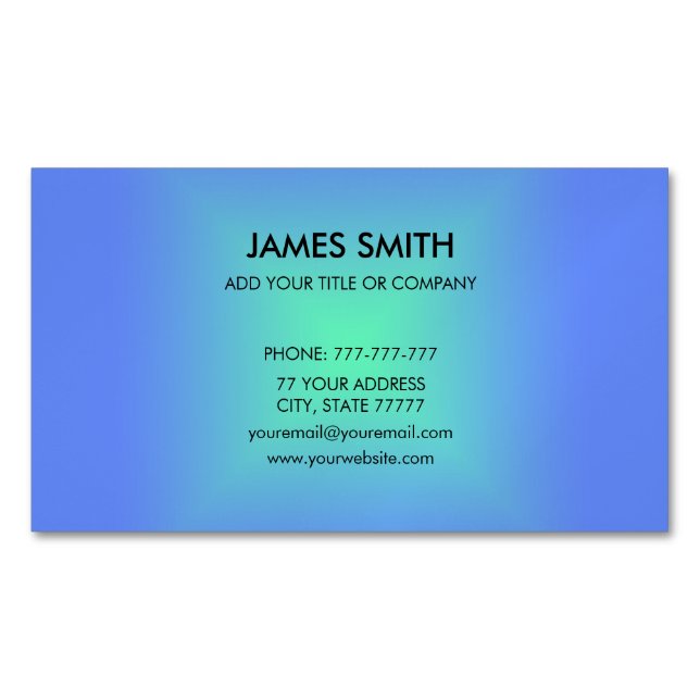 Blue Green Diamond Gradient Modern Magnetic Business Card (Front)