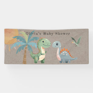 Blue Green Dinosaur Boy Baby Shower Banner