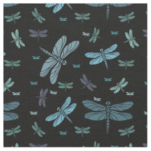 Blue Green Dragonflies Fabric