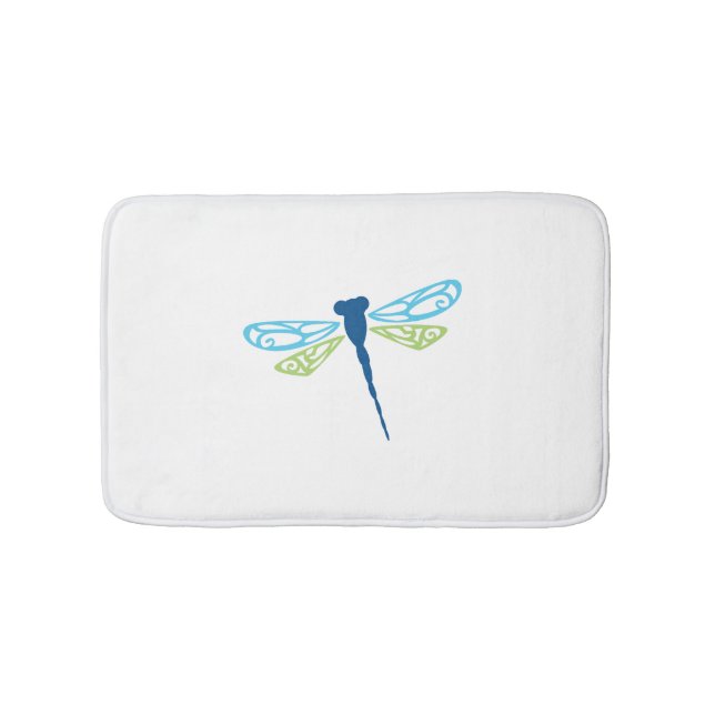 Blue & Green Dragonfly Bath Mat (Front)