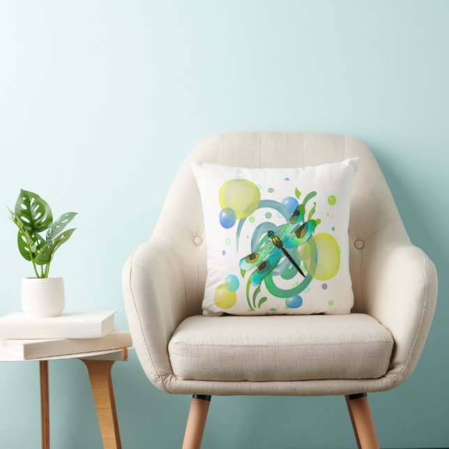 Blue Green Dragonfly Cushion (Chair)