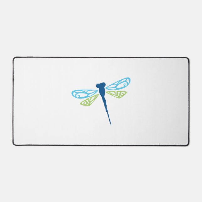 Blue & Green Dragonfly Desk Mat (Front)