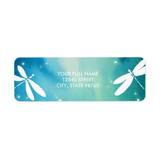 Blue Green Dragonfly Return Address Label Template