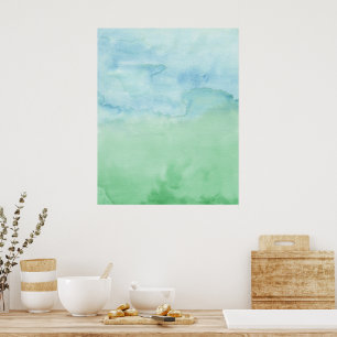 Blue Green Duo Watercolor Abstract Poster