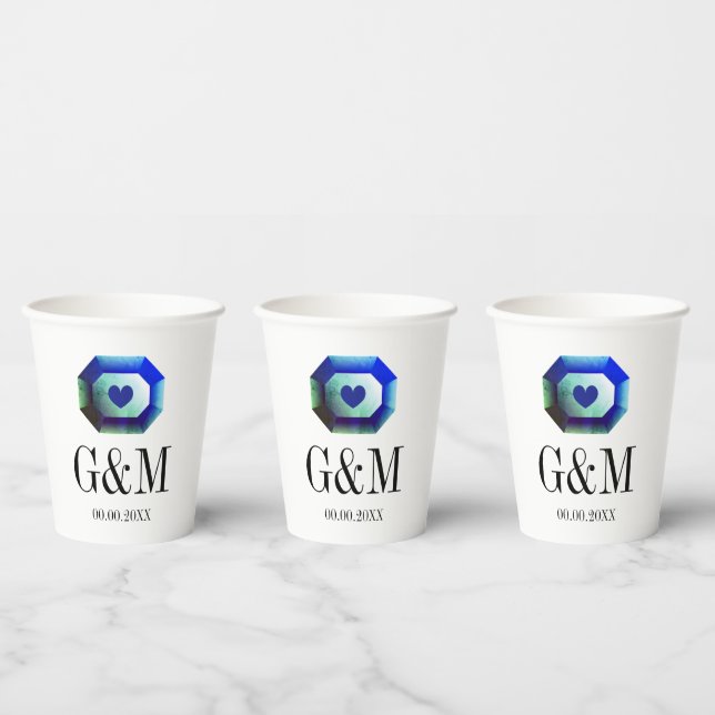 Blue green emerald gemstone custom wedding paper cups (Multi)