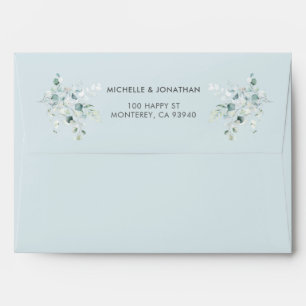 Blue Green Eucalyptus Wedding Invitation Envelope