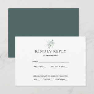 Blue Green Eucalyptus Wedding RSVP Response Invita Invitation
