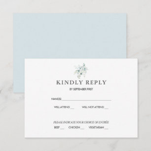 Blue Green Eucalyptus Wedding RSVP Response Invitation