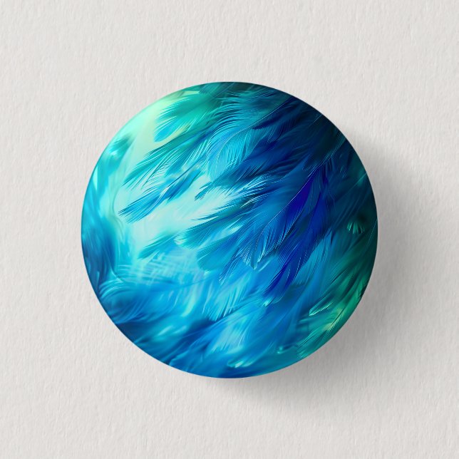 Blue Green Feather Abstract 3 Cm Round Badge (Front)