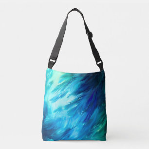 Blue Green Feather Abstract Crossbody Bag