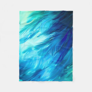 Blue Green Feather Abstract Fleece Blanket