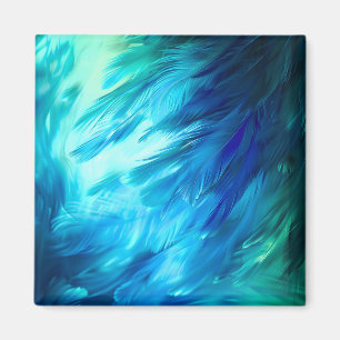 Blue Green Feather Abstract Magnet