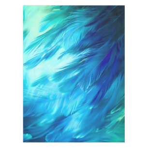 Blue Green Feather Abstract Tablecloth