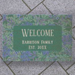 Blue Green Floral Family Name Established Welcome 