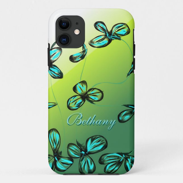Blue Green Floral iPhone 5/5S Case *customise* (Back)