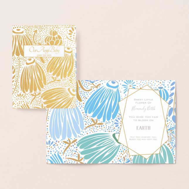 Blue Green Floral Sympathy Death of Child Foil Card (Display)