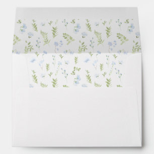 Blue green floral wedding invitation envelope